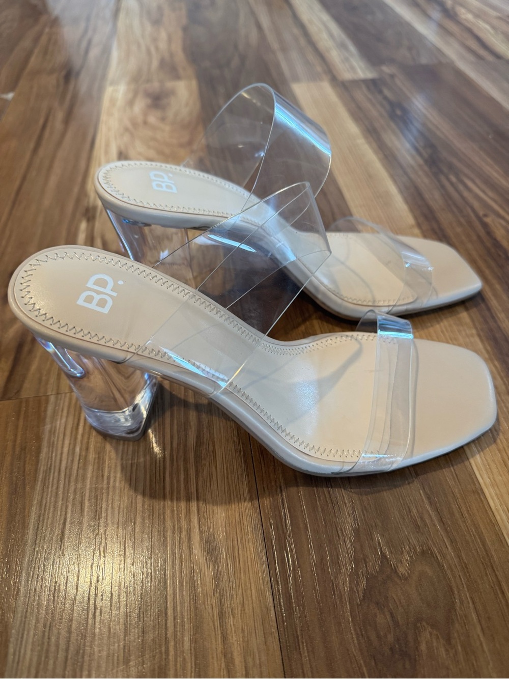 bp Clear Strap Block Heel Sandals